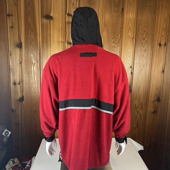 VTG Paco Sport Fleece 1/2 Zip Hoodie Tek Wear 2XL Hip Hop 90s Bootleg Polo Red - Picture 8 of 10